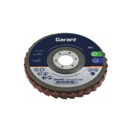 Garant Fleece Flap Disc, Dia: 125 mm, Grit: 80 566335 80MED